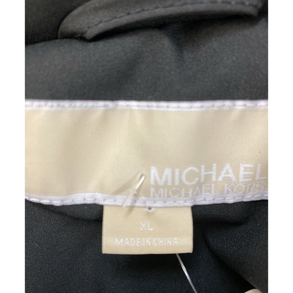 MICHAEL KORS Jacket Womens Extra Large Asymmetrical Black Trench Coat Lined Hood - Picture 11 of 16